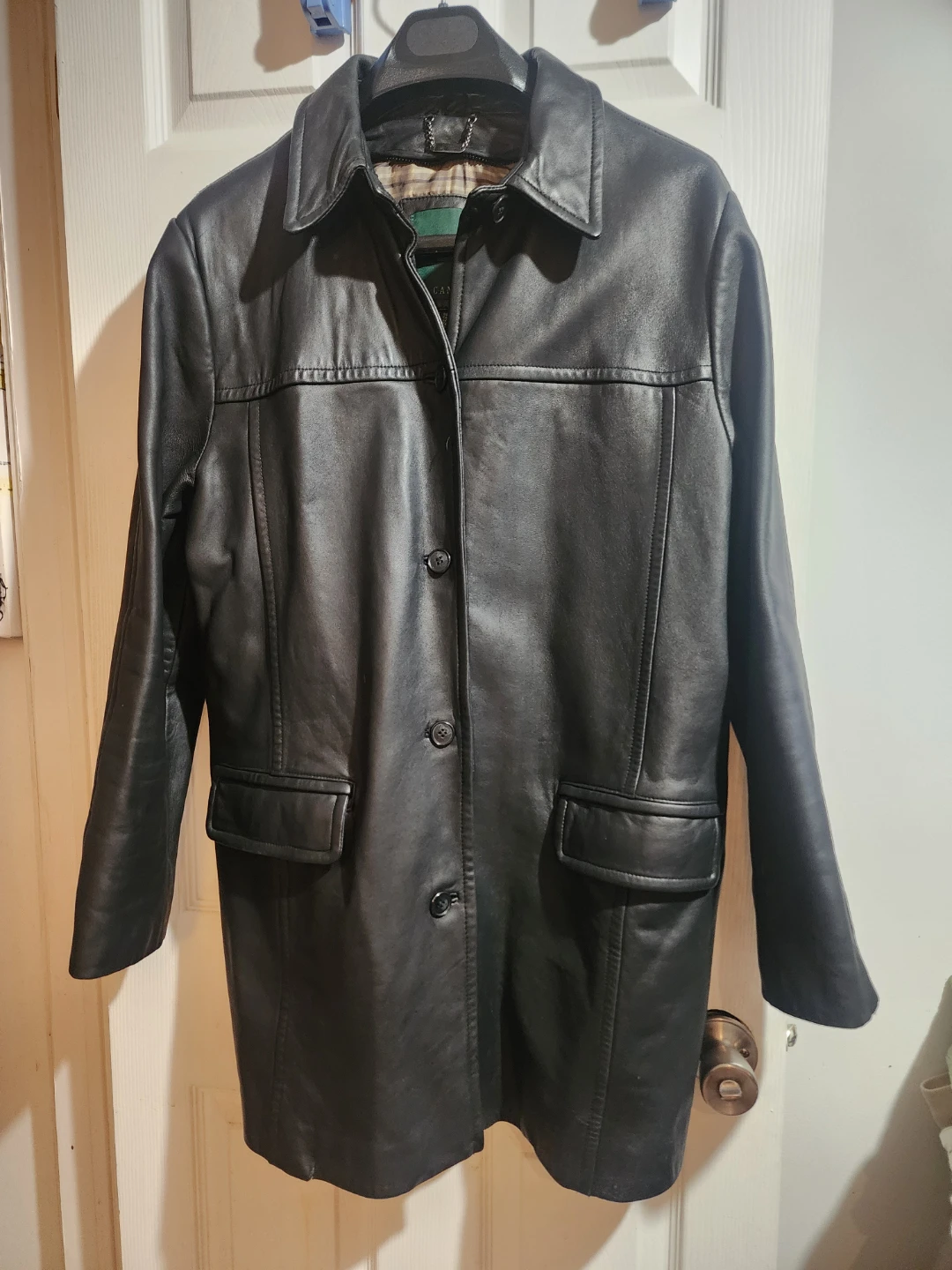 Black Soft Leather Mid-Length Jacket
