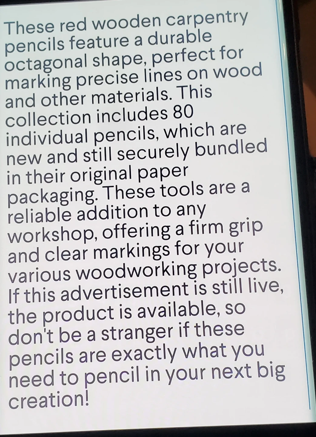 80 Red Wooden Carpentry Pencils  Brand New - photo 2