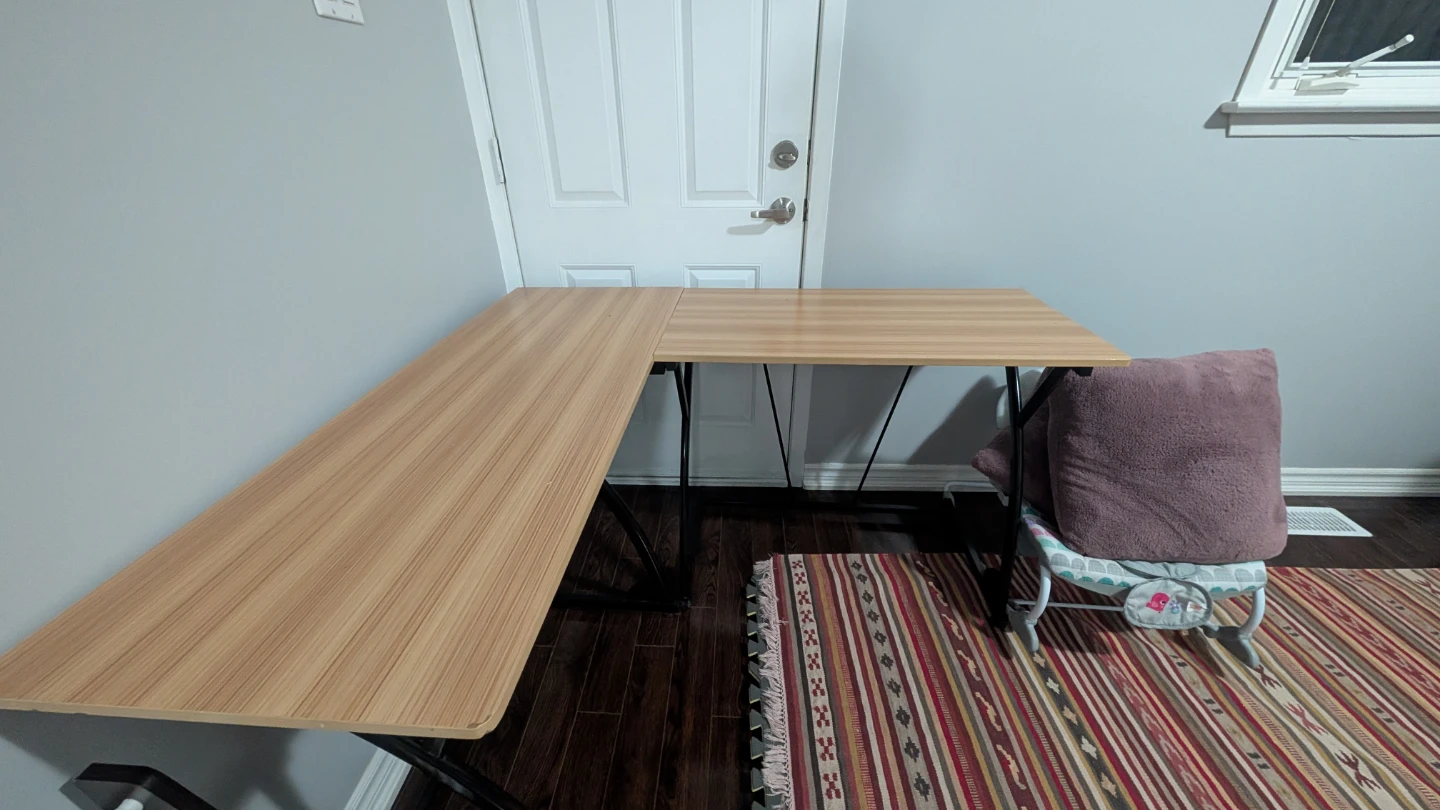 L-Shaped Study or Work Desk with Wood Finish - photo 3