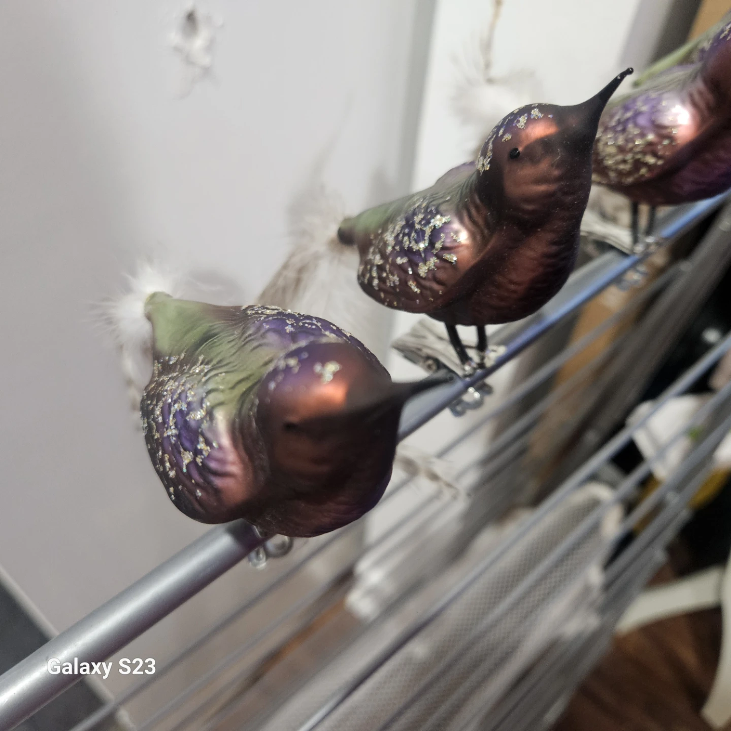 Set of 4 Decorative Iridescent Bird Ornaments - photo 4