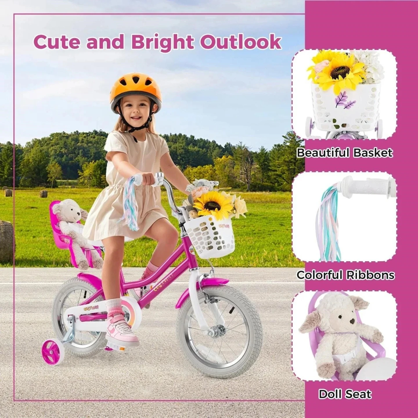New<>Kids Bike with Training Wheels and Doll Seat - photo 2
