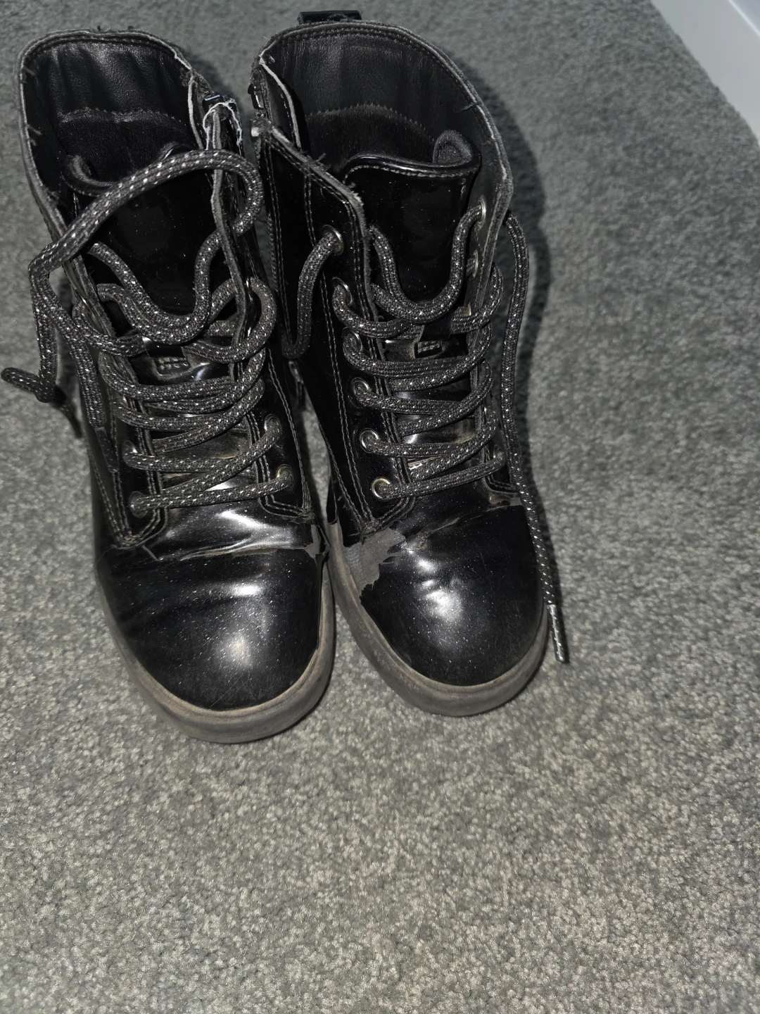 Black Patent Combat Boots