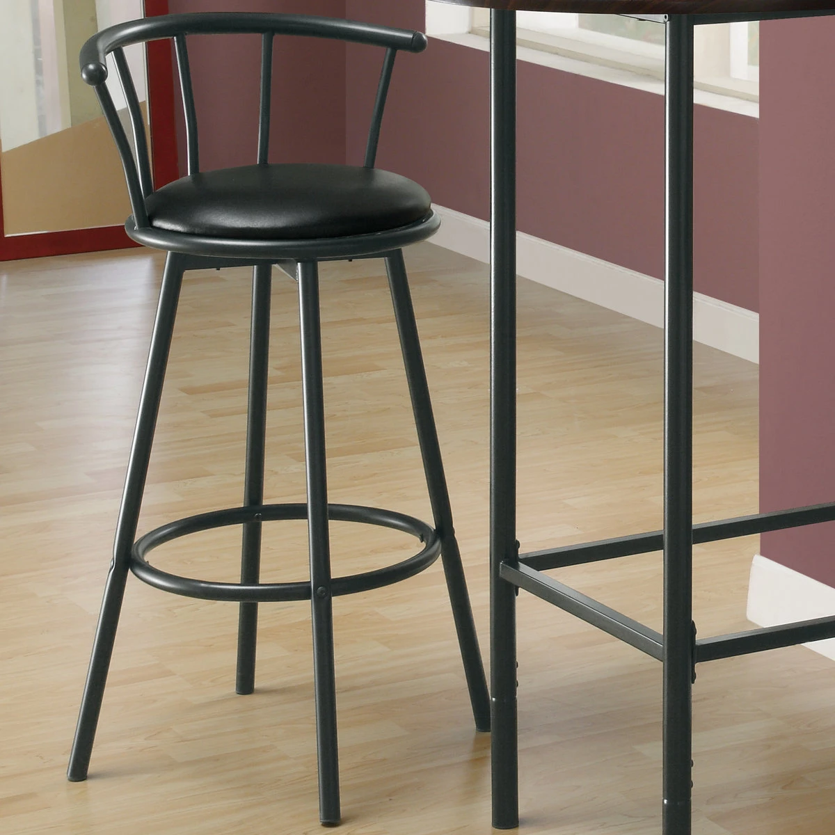 Black Swivel Bar Stools with Back (for both stools) - photo 2