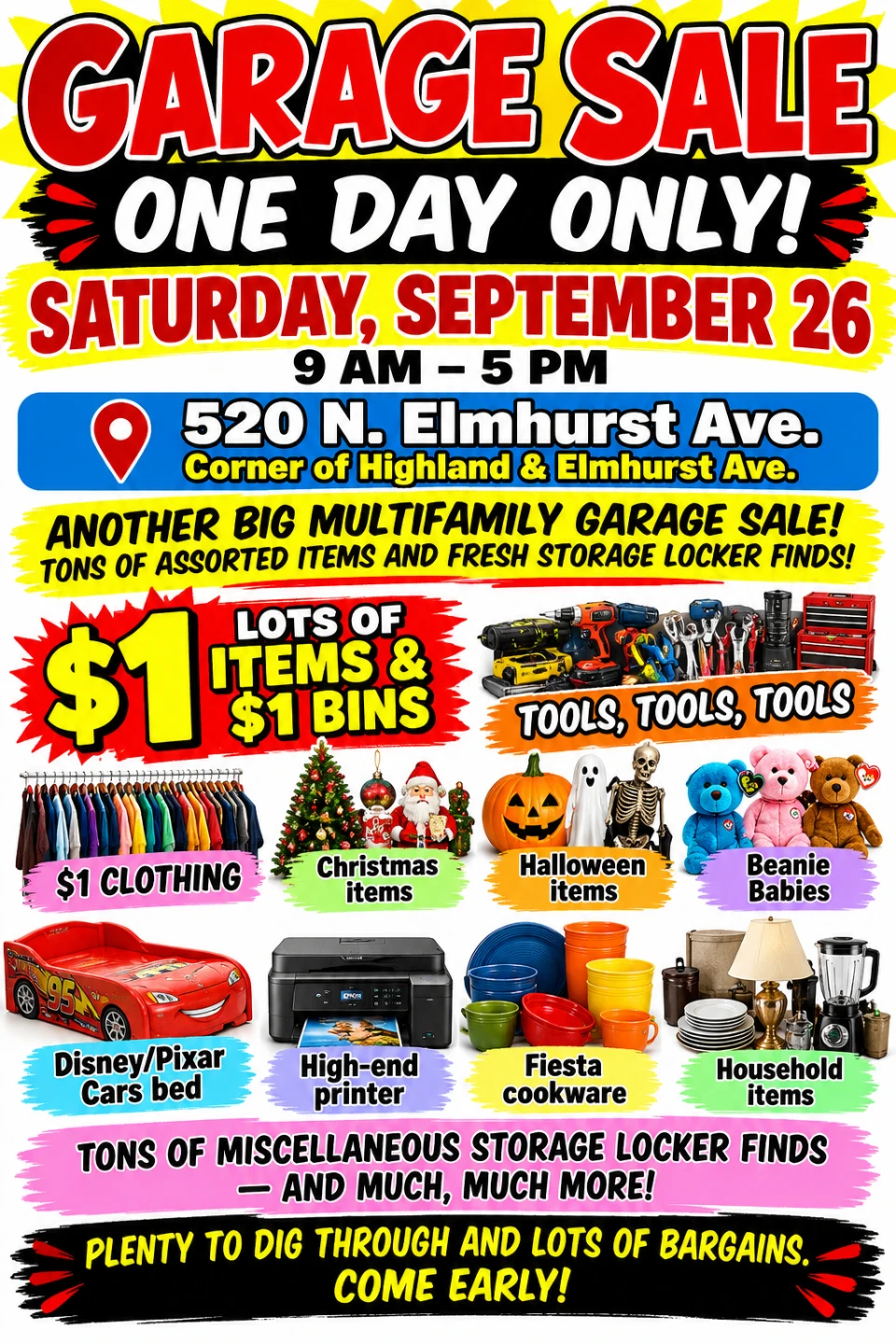 HUGE GARAGE SALE ($1 BINS)