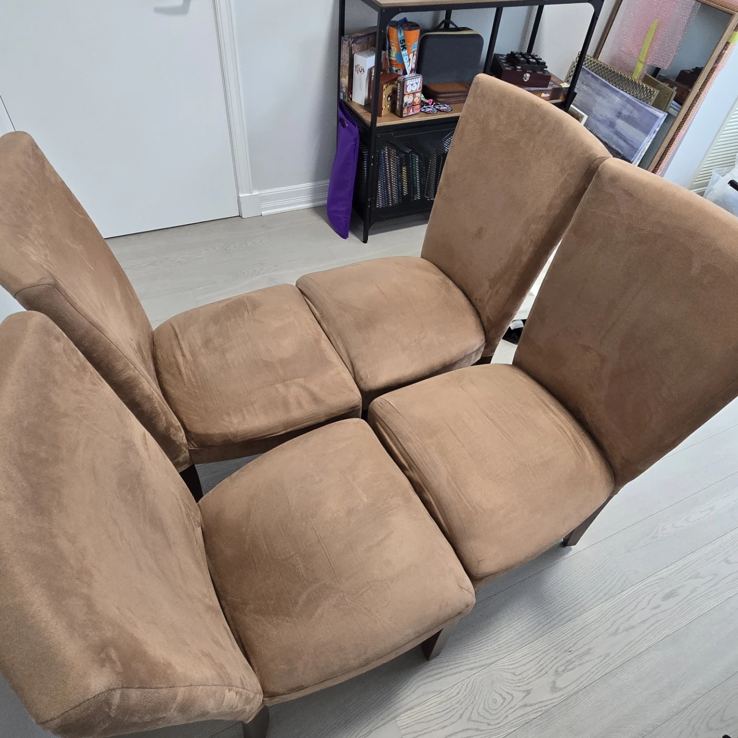 Set of 4 Brown Suede Dining Chairs - photo 4