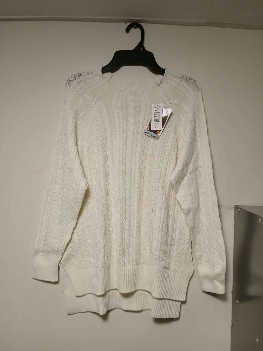 Bleu Gray White Cable Knit Sweater - photo 4