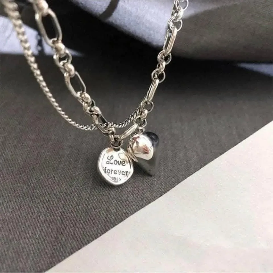 S925 Silver Heart Love Forever Layered Bracelet - photo 2