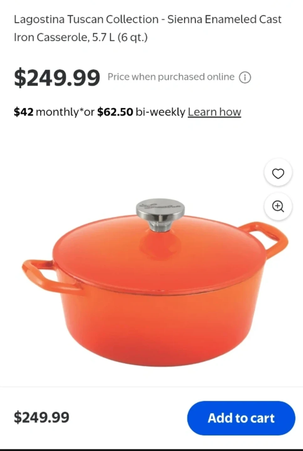 Lagostina Tuscan Collection Enameled Cast Iron Casserole