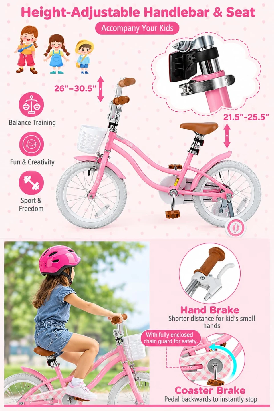 Girl's 16-Inch Pink  Bicycle ( Excellent Condition) - photo 4