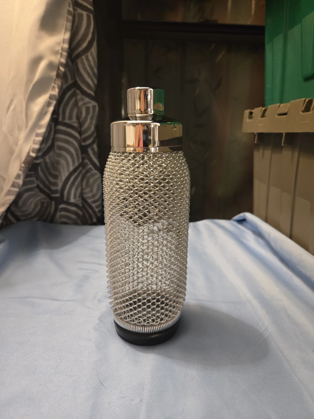 Vintage 1960s Mid Century Chrome Mesh Cocktail Shaker