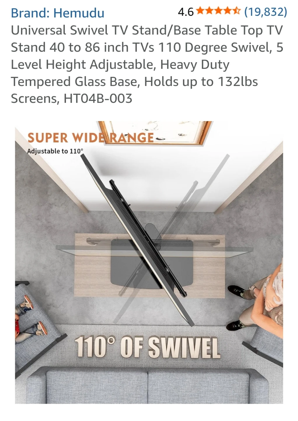 Hemudu Universal Swivel TV Stand - photo 4