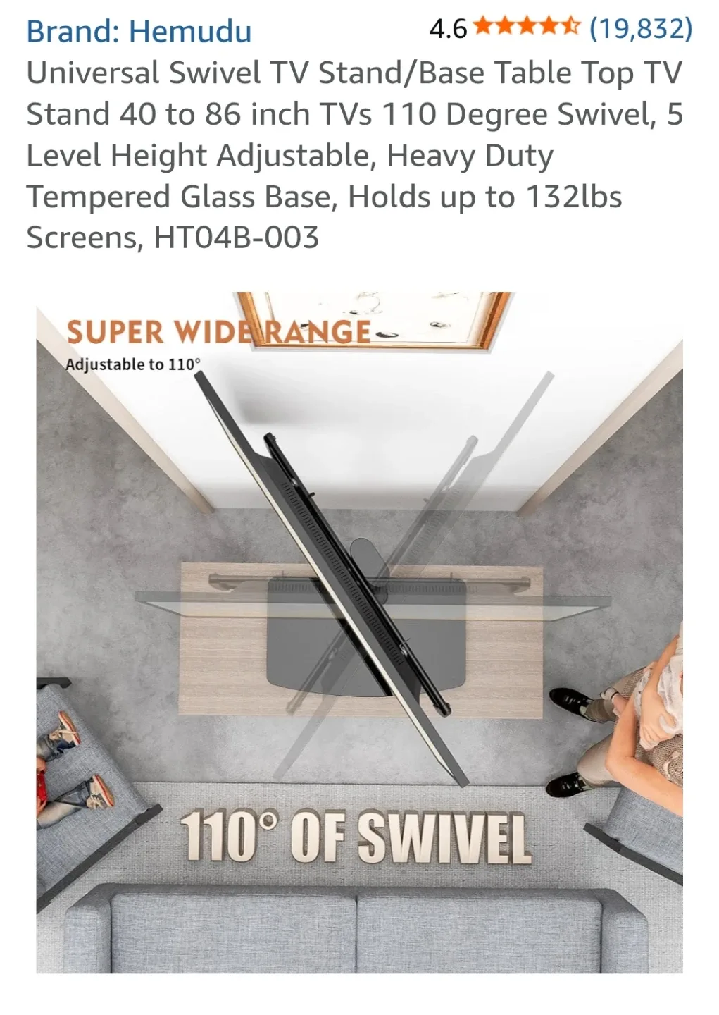 Hemudu Universal Swivel TV Stand - photo 4