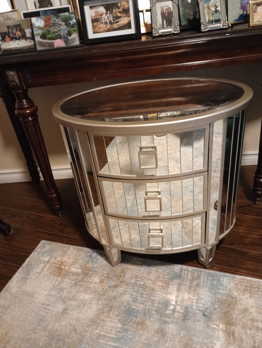 Mirrored 3-Drawer End Table