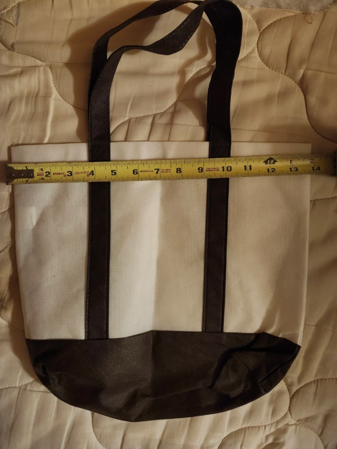 NEW Two-Tone Reusable Tote Bag, BROWN, BEIGE, OFF- WHITE - photo 2