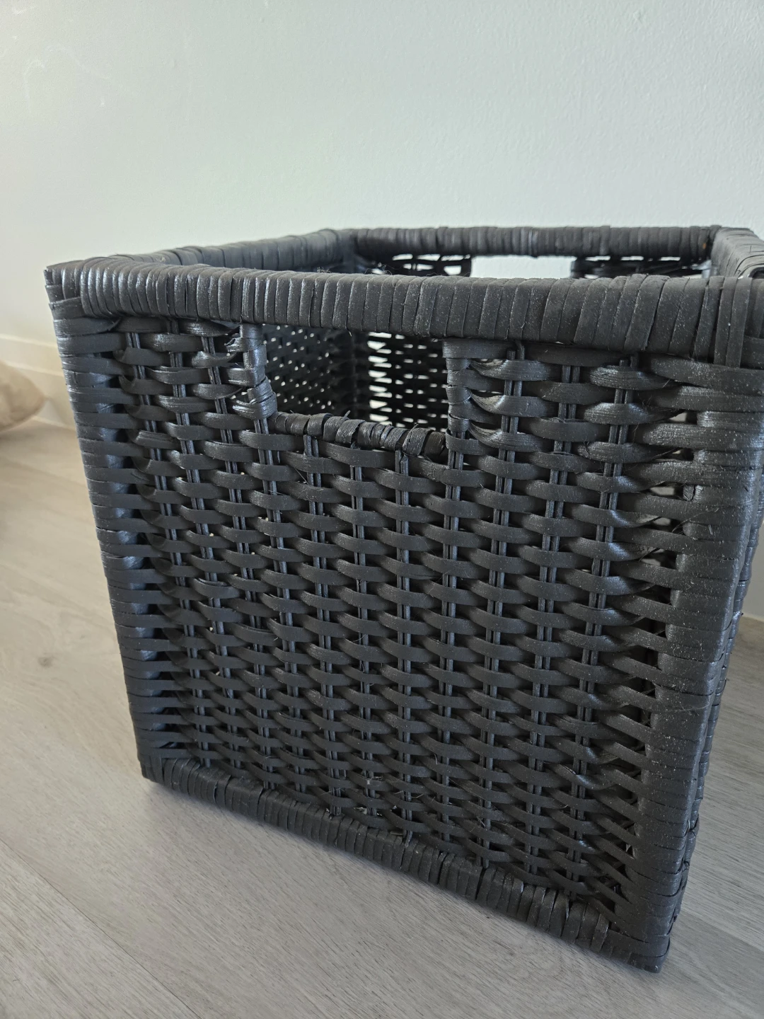 Two BRANAS Dark Gray Wicker Storage Baskets