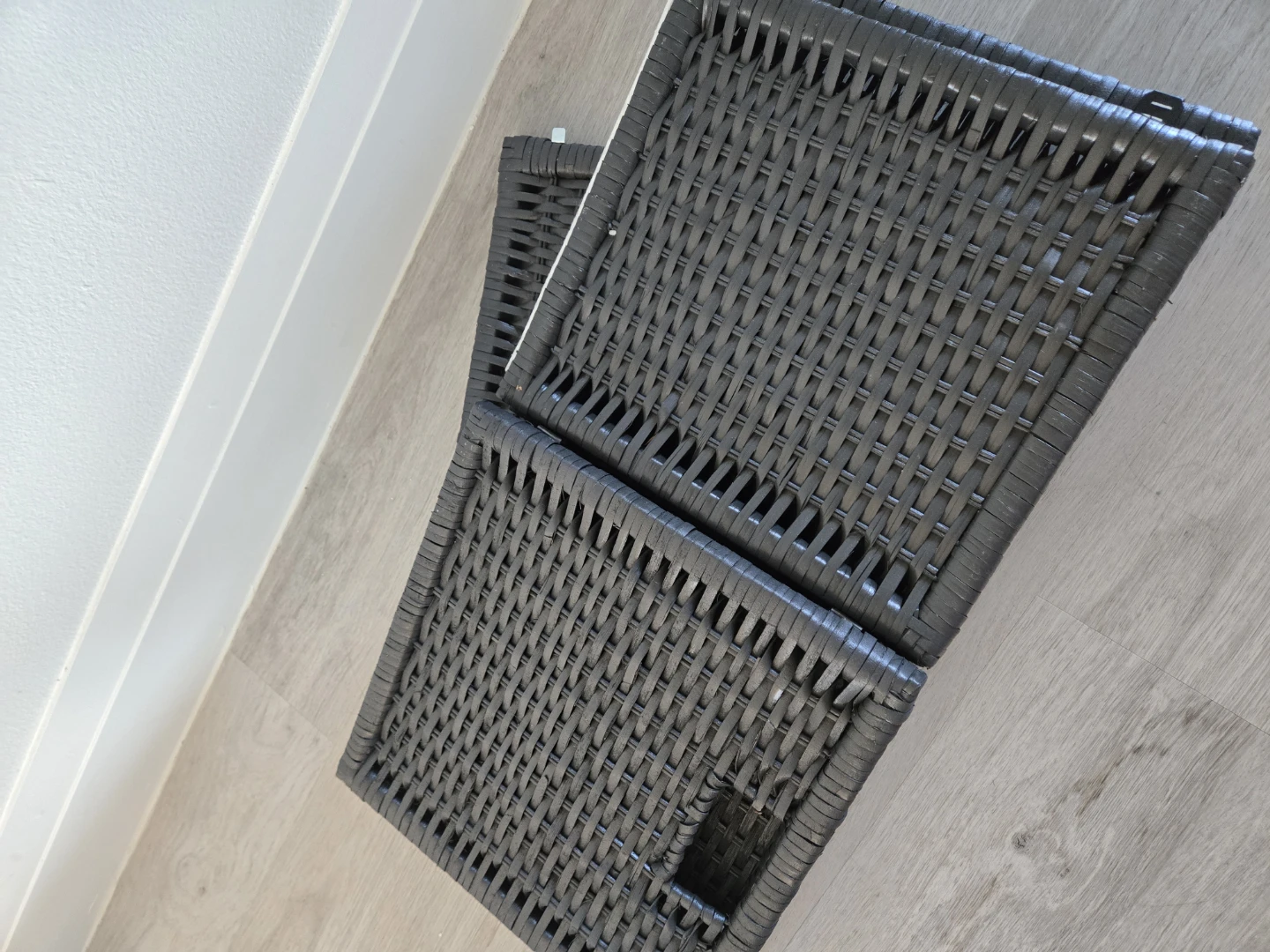 Two BRANAS Dark Gray Wicker Storage Baskets - photo 2