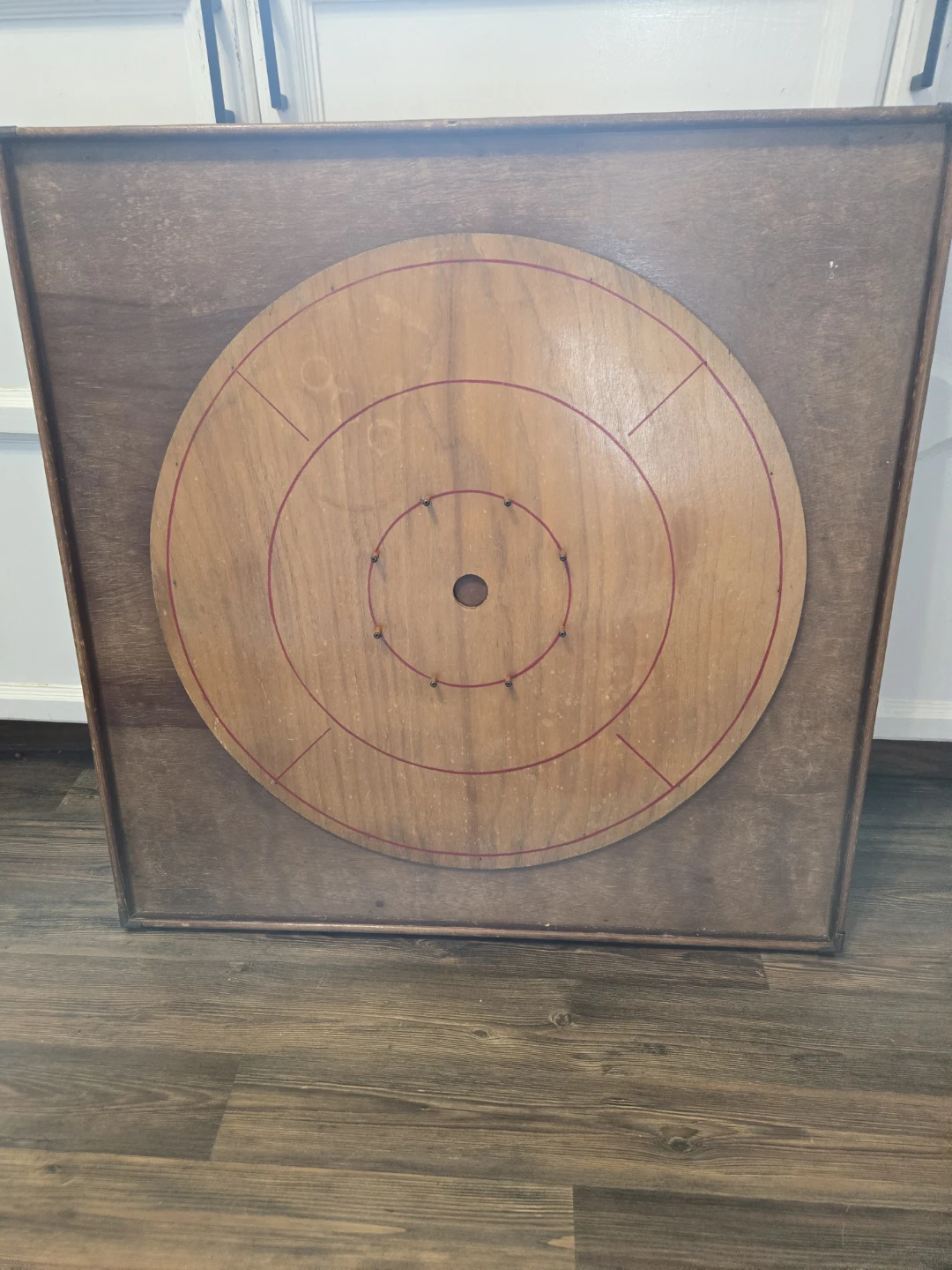 Vintage Wooden Crokinole and Checkers Game Board