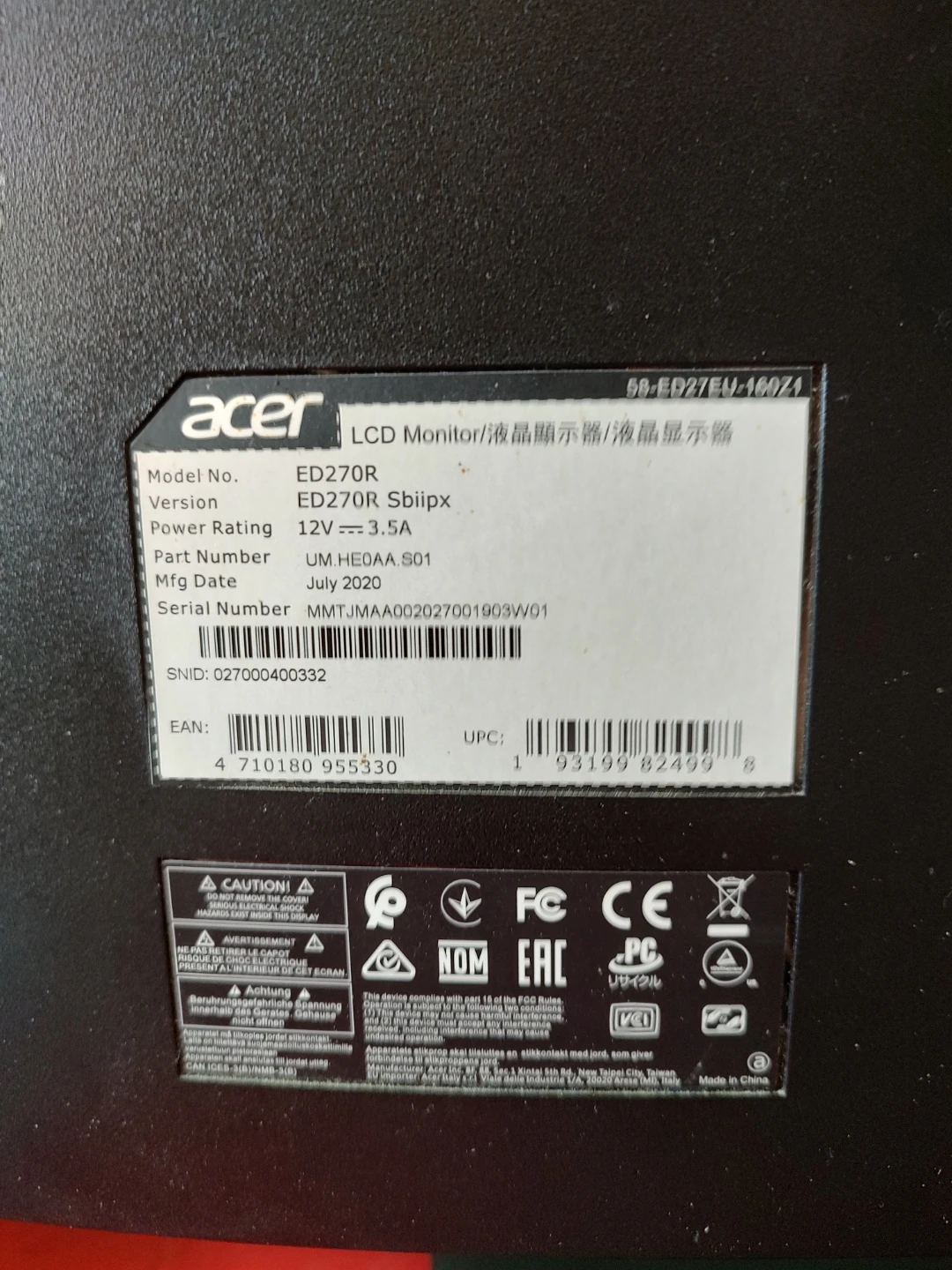 Acer ED270R Curved Gaming Monitor - photo 4