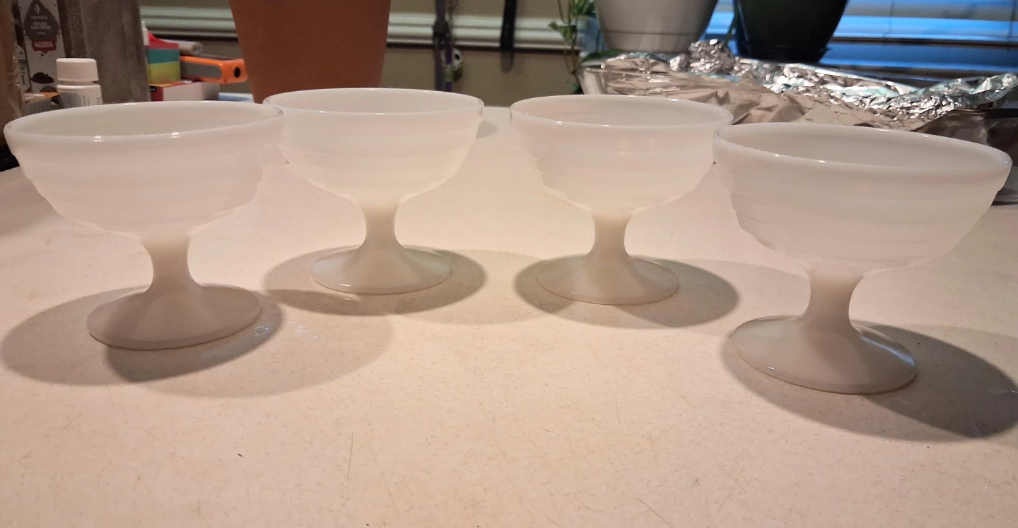 Vintage Hazel Atlas White Platonite Sherbert dishes - photo 2