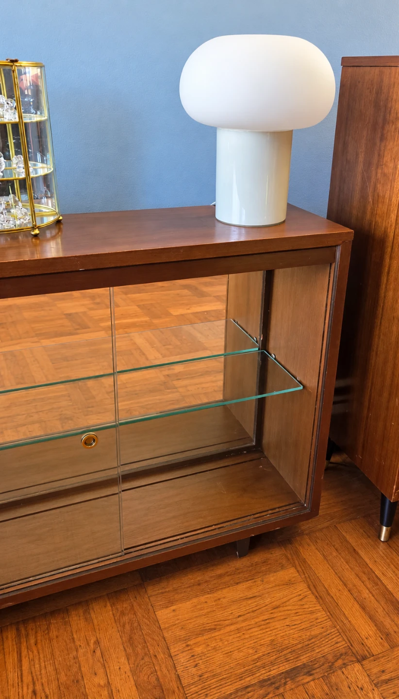 MCM Ultra Slim Walnut Mirrored Display/Curio Cabinet - photo 4