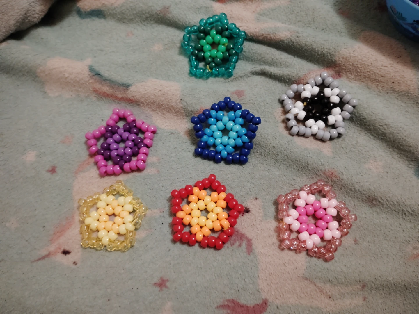 Set of 7 Handmade Kandi Bead Stars