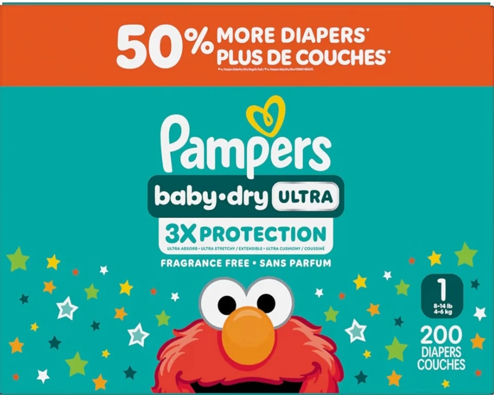 Pampers Baby-Dry Ultra Size 1 Diapers - 200 Count - photo 2