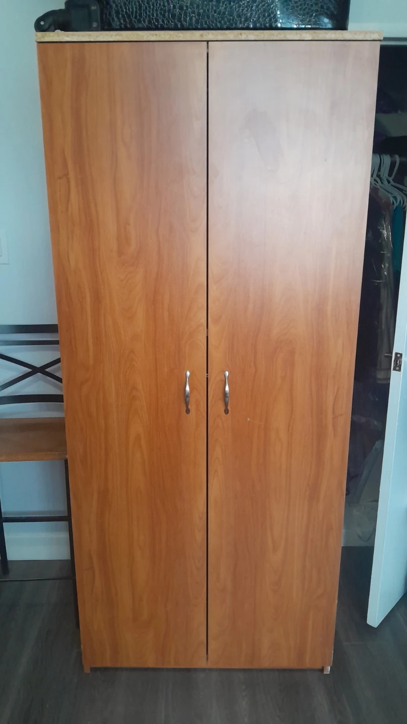 2-door adjustable shelving and rods Wooden Wardrobe Armoire