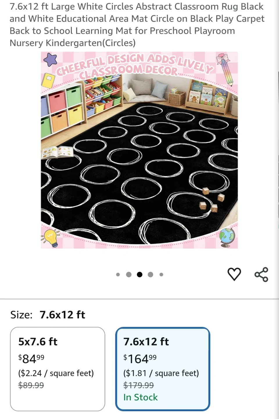 Large Black and White Circle Pattern Area Rug 7.6X12 ft - photo 2