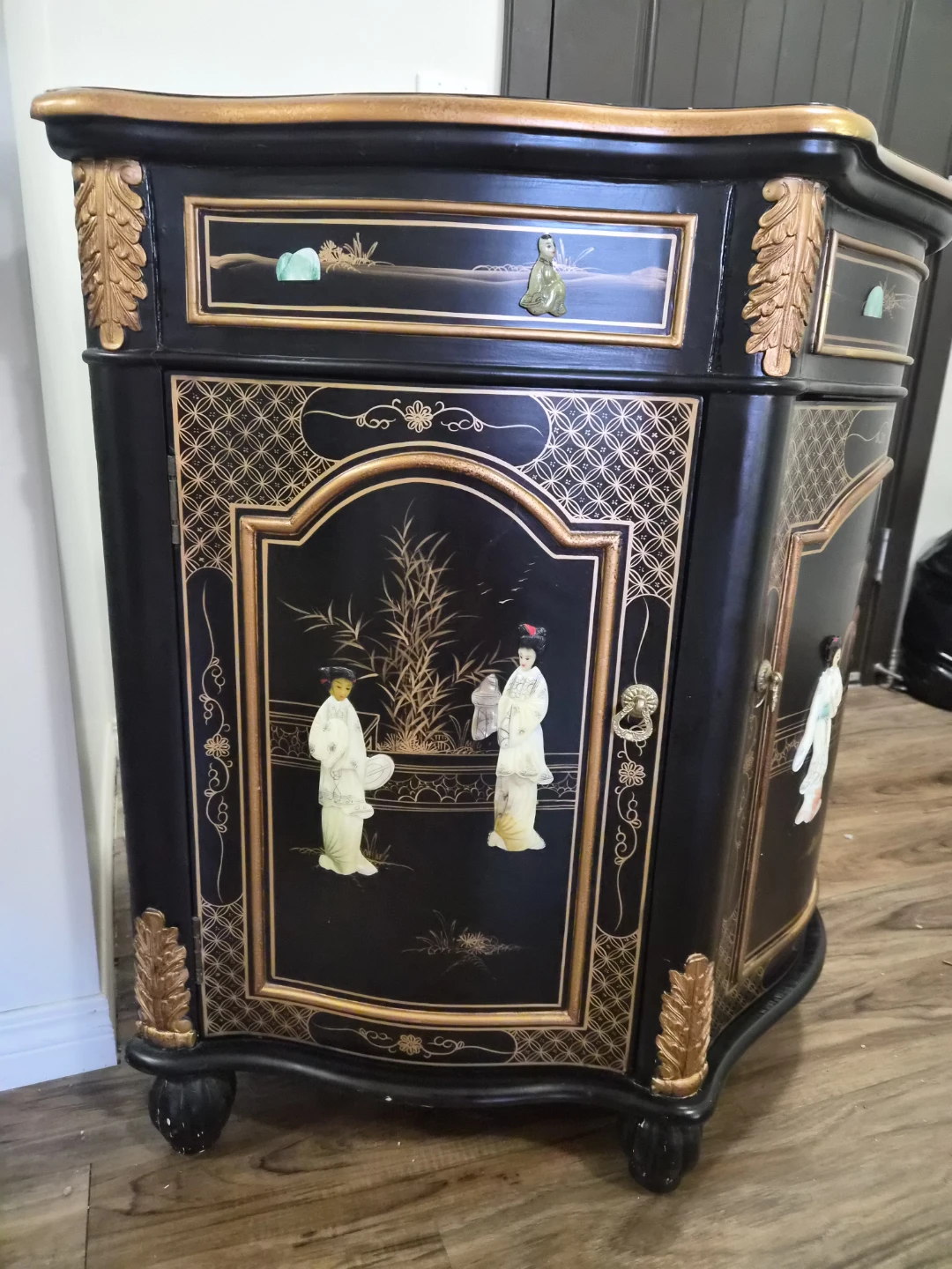 Oriental Style Black Lacquer Accent Cabinet - photo 5