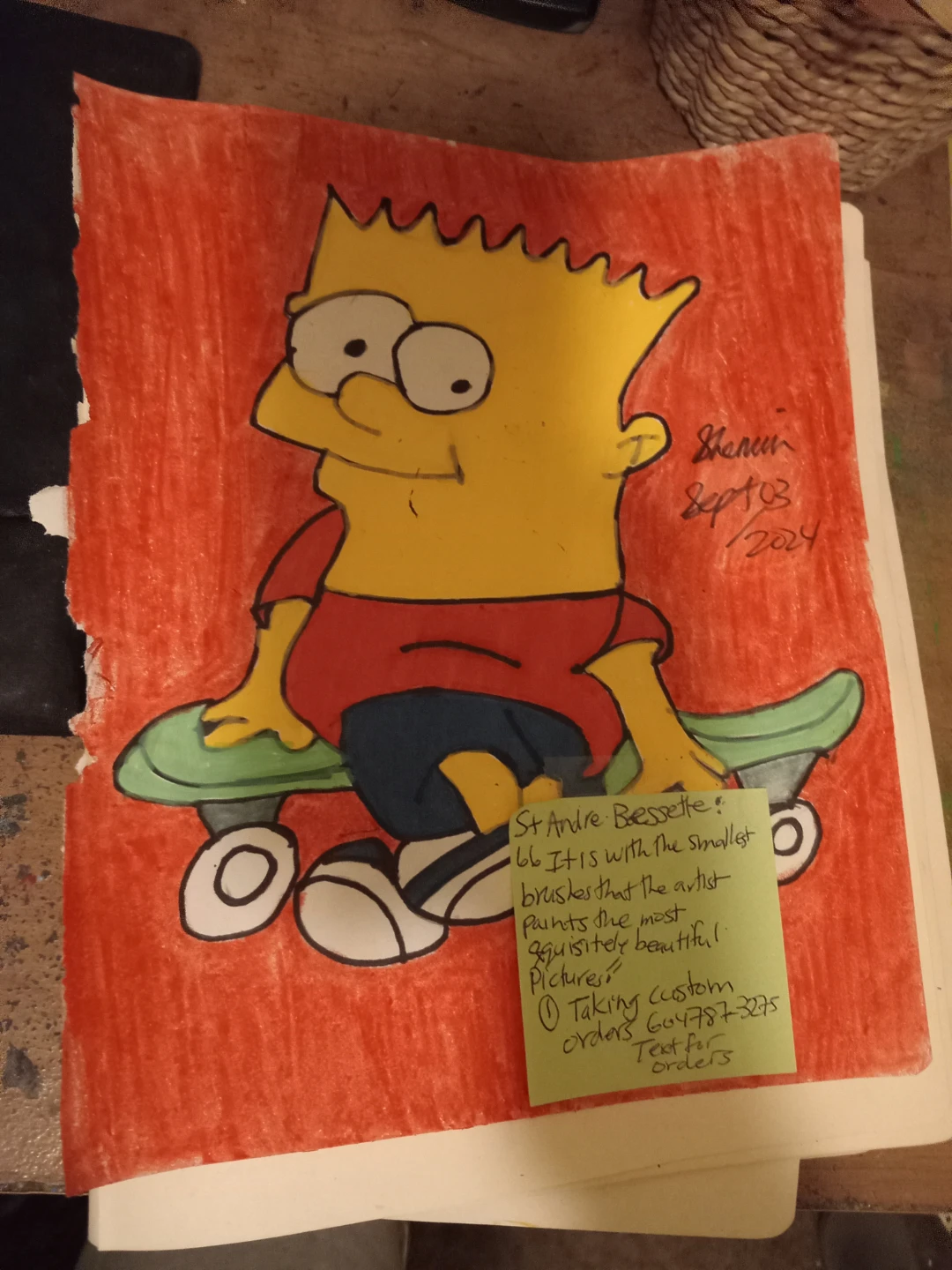 BART SIMPSON DRAWING BY CUSTOM ARTIST SHERWIN - photo 4