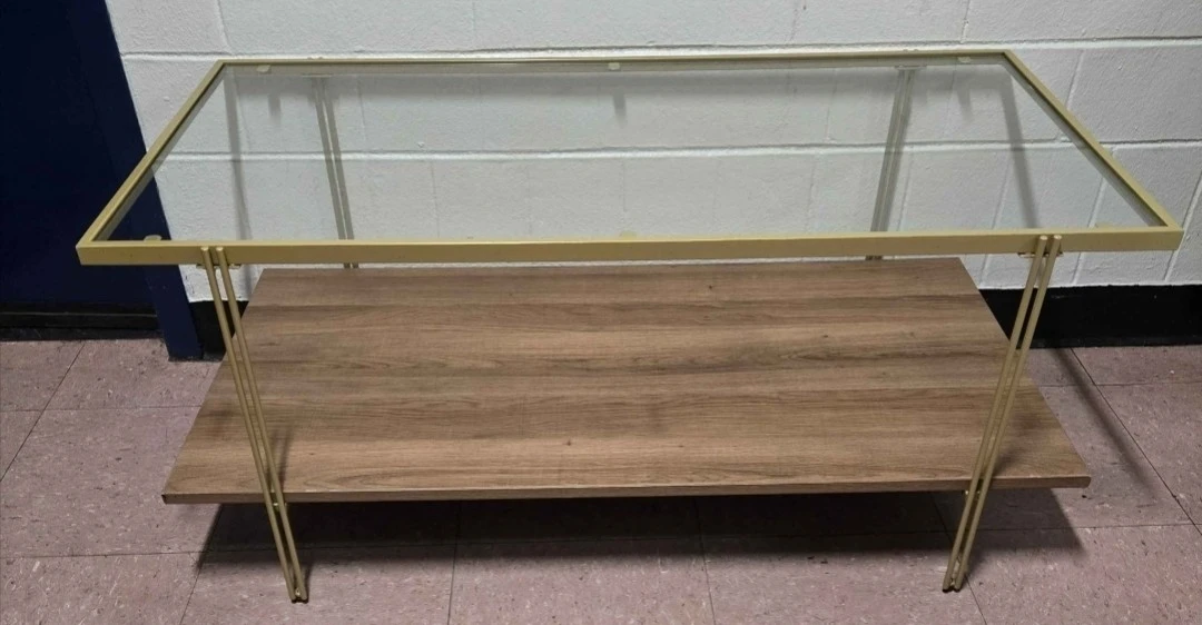 Modern Gold and Wood Coffee Table - photo 2