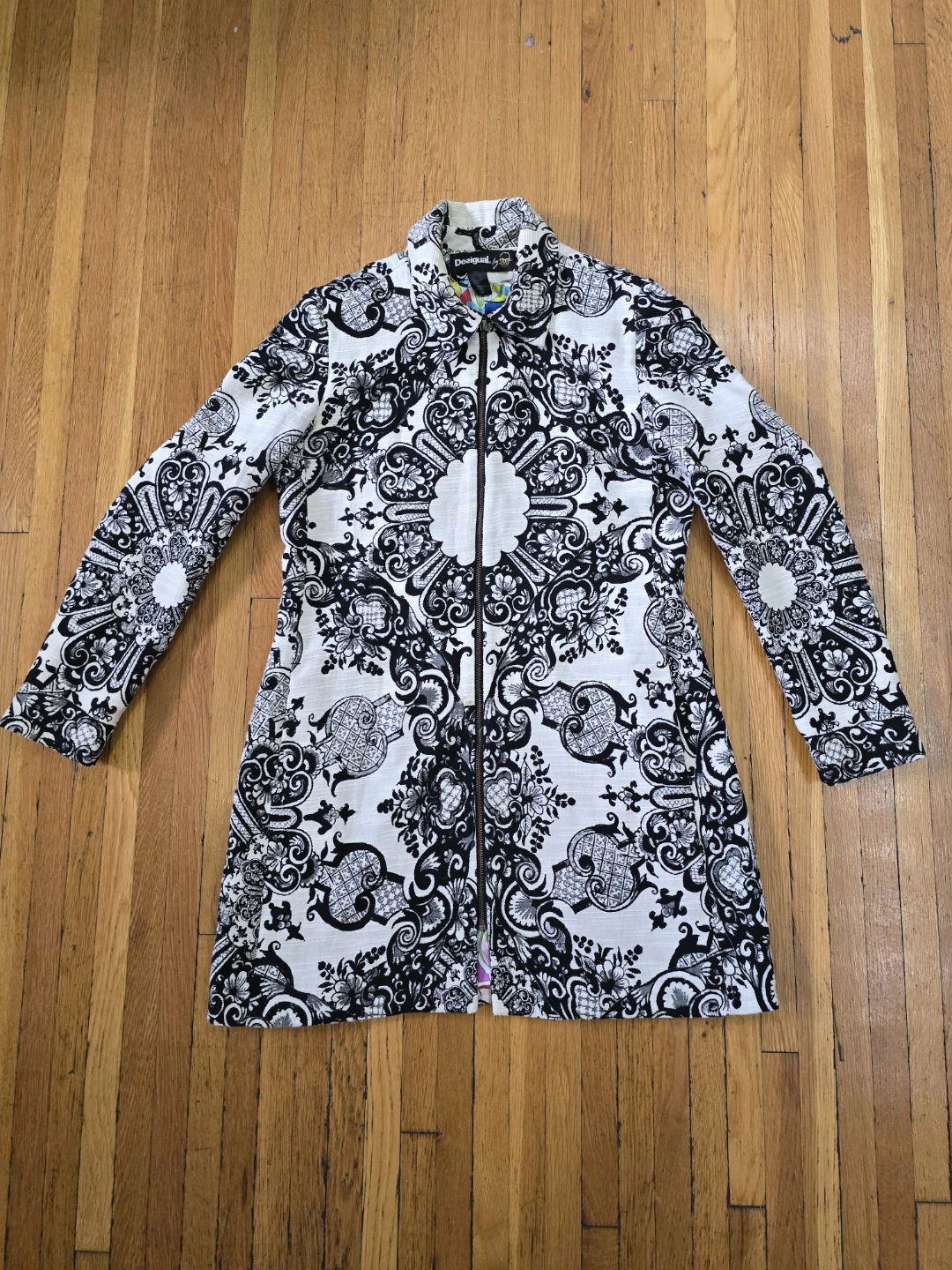 Desigual Black and White Zip-Up Jacket
