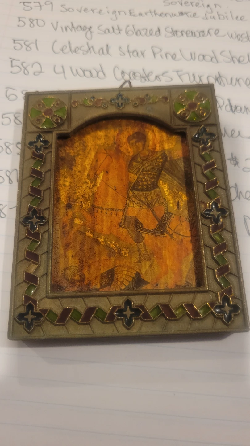 Vintage Saint George and the Dragon Religious Wall Plaque icon - photo 5