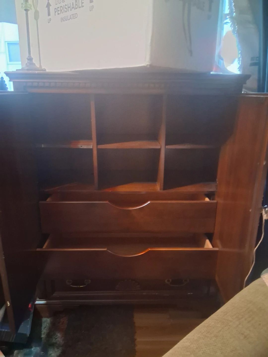 Wooden Armoire with Drawers and Shelves - photo 3