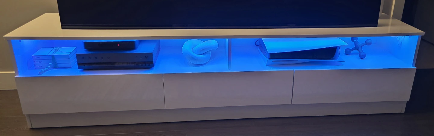 White TV Stand with LED Lighting up to 78" - photo 2