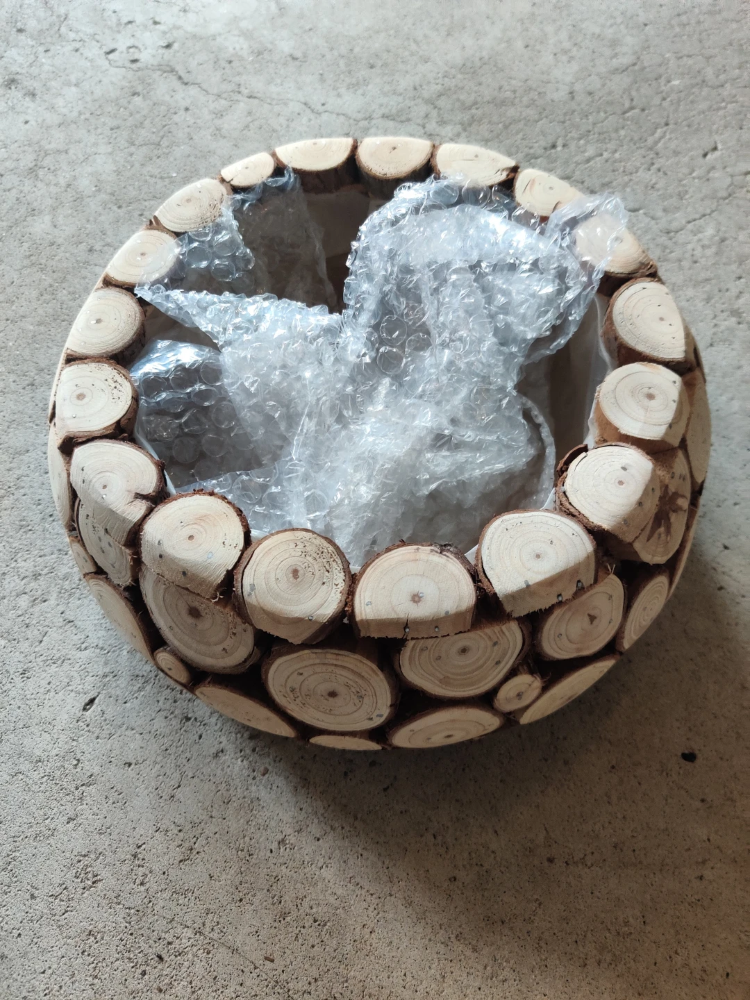Rustic Log Slice Decorative Bowl