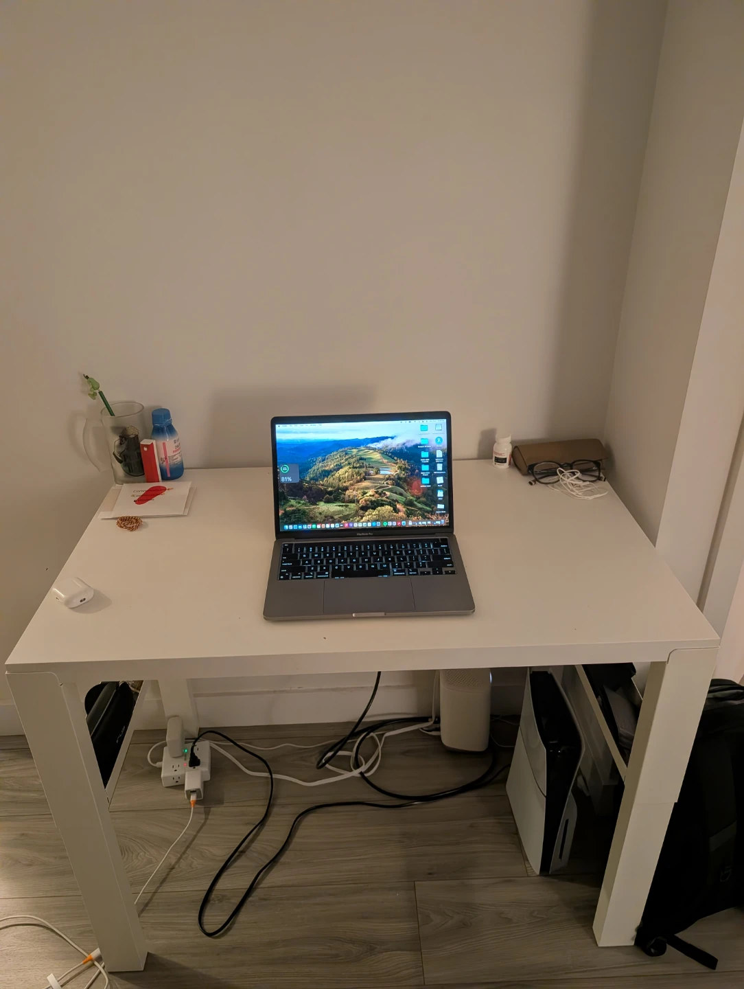 White IKEA Desk with Side Shelving
