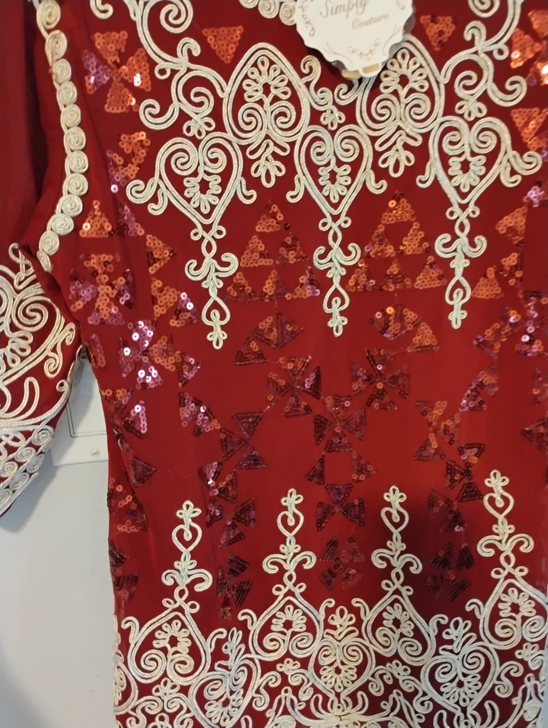 Fancy Red and Gold Sequin Embroidered Top - photo 5