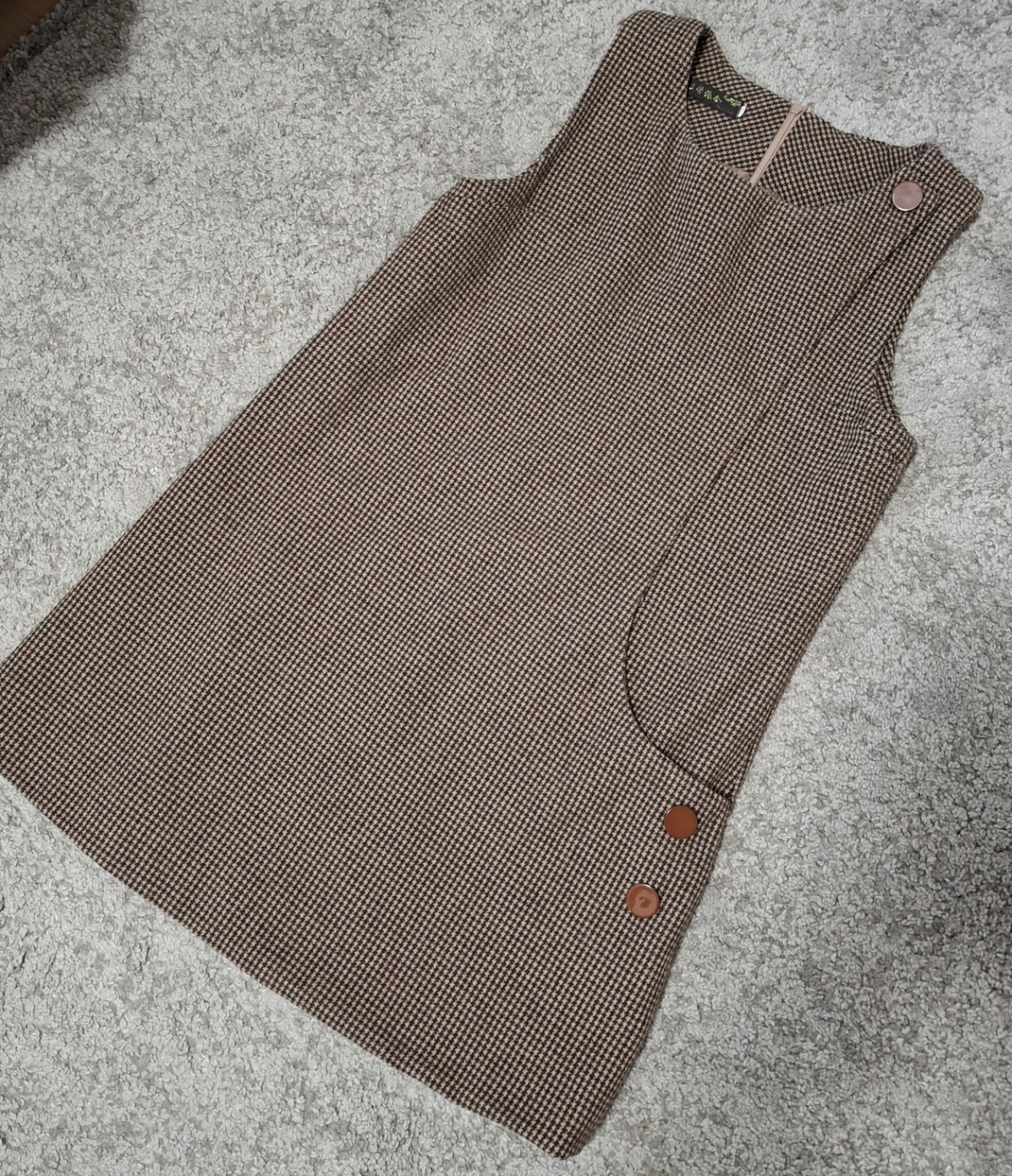 Brown Plaid Pinafore Dress
