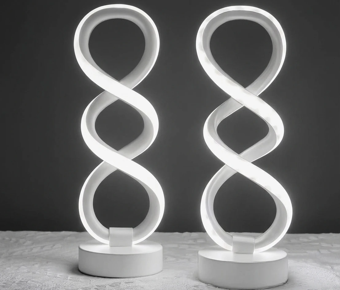 Set of Two Modern Spiral LED Table Lamps - photo 2