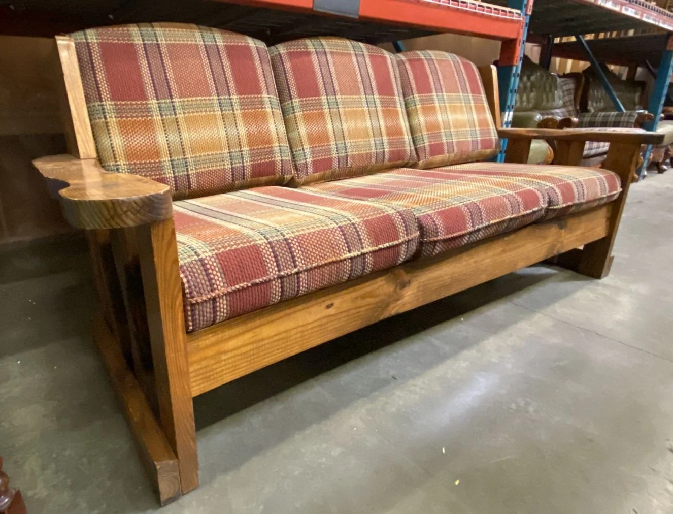 Vintage Rustic Pine Settee / 3-Seat Couch – Cottage, Cabin Style - photo 3
