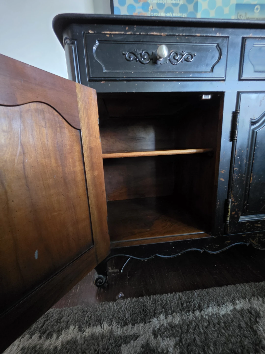 Vintage Black Sideboard Buffet Server - photo 3