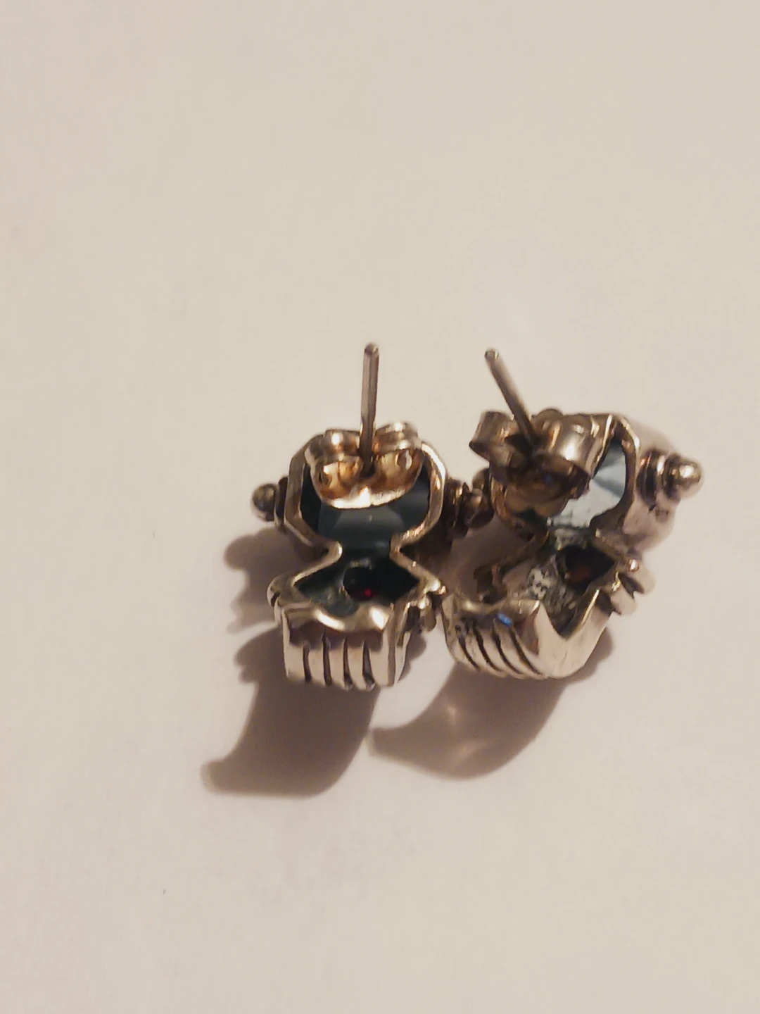 Sterling Silver 925 Blue Topaz and Garnet Gemstone Earrings - photo 4