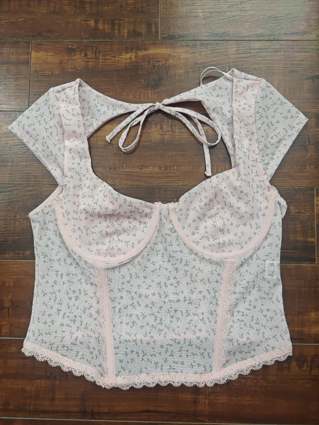 Floral Corset Style Crop Top (pink)