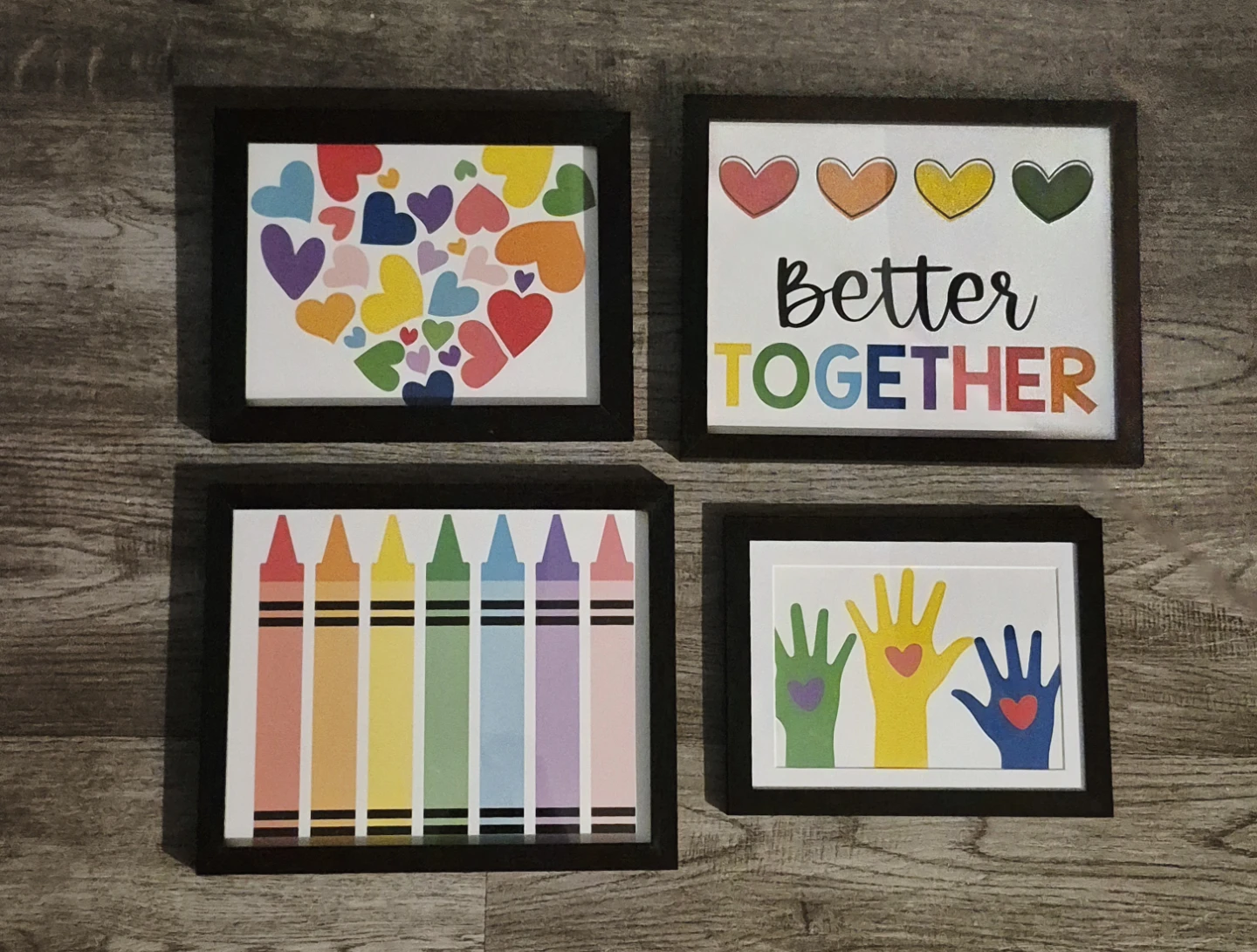 Set of 4 Framed Art Prints on Paper 8"×10"