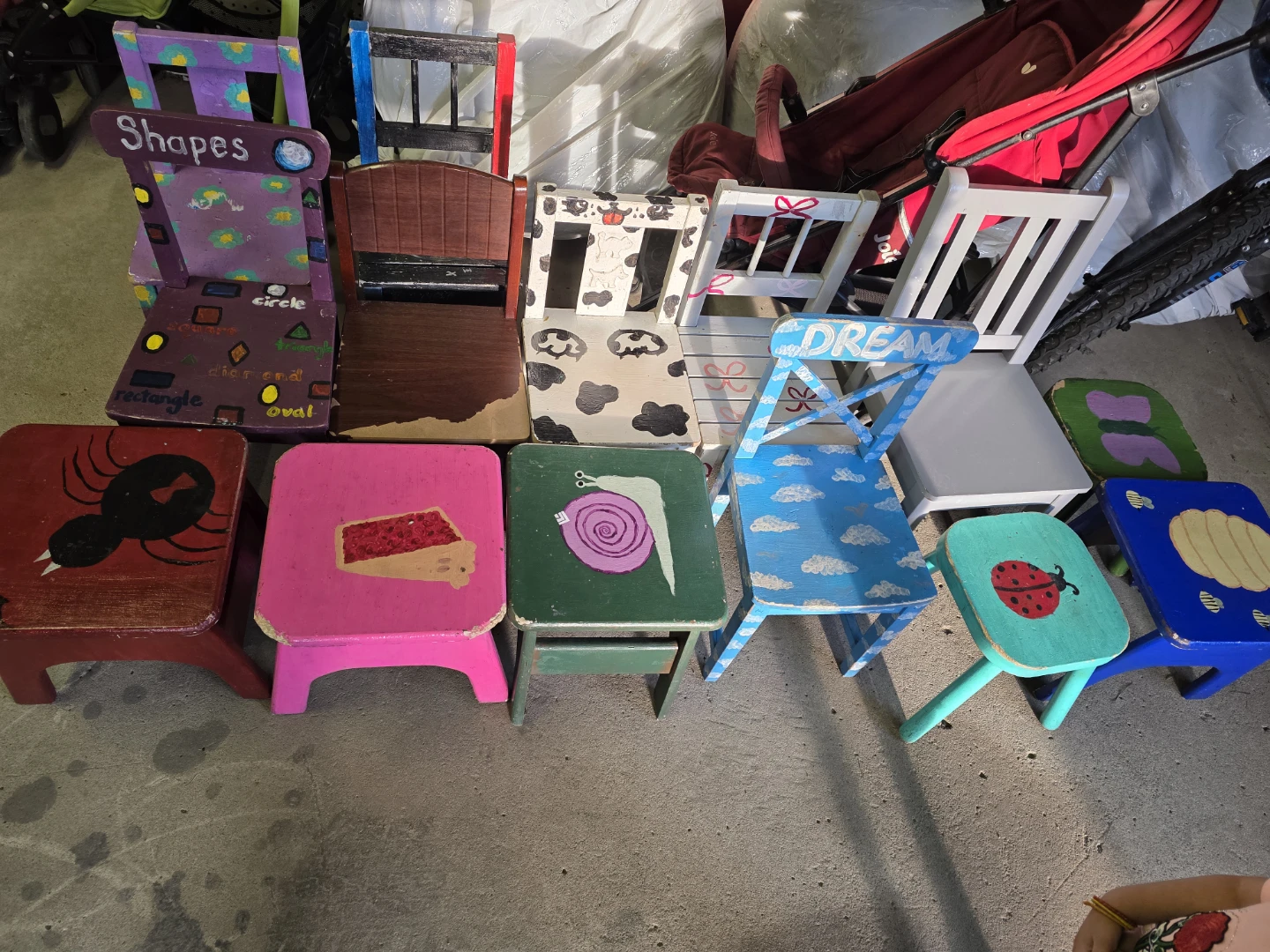 Assorted Hand-Painted Kids Wooden Chairs