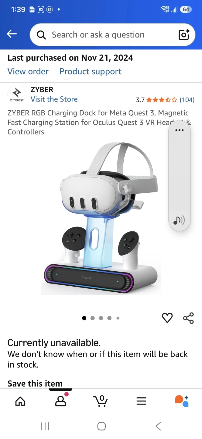 Meta Quest 3 512GB VR Headset and ZYBER Charging Dock