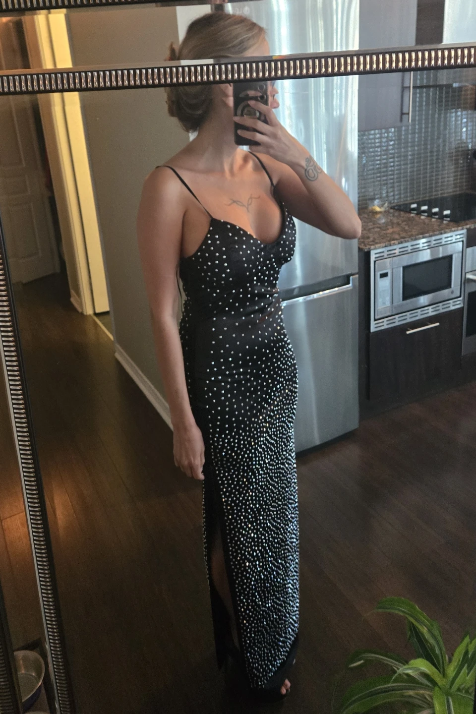 Fashion Nova New World Rhinestone Dress - Black