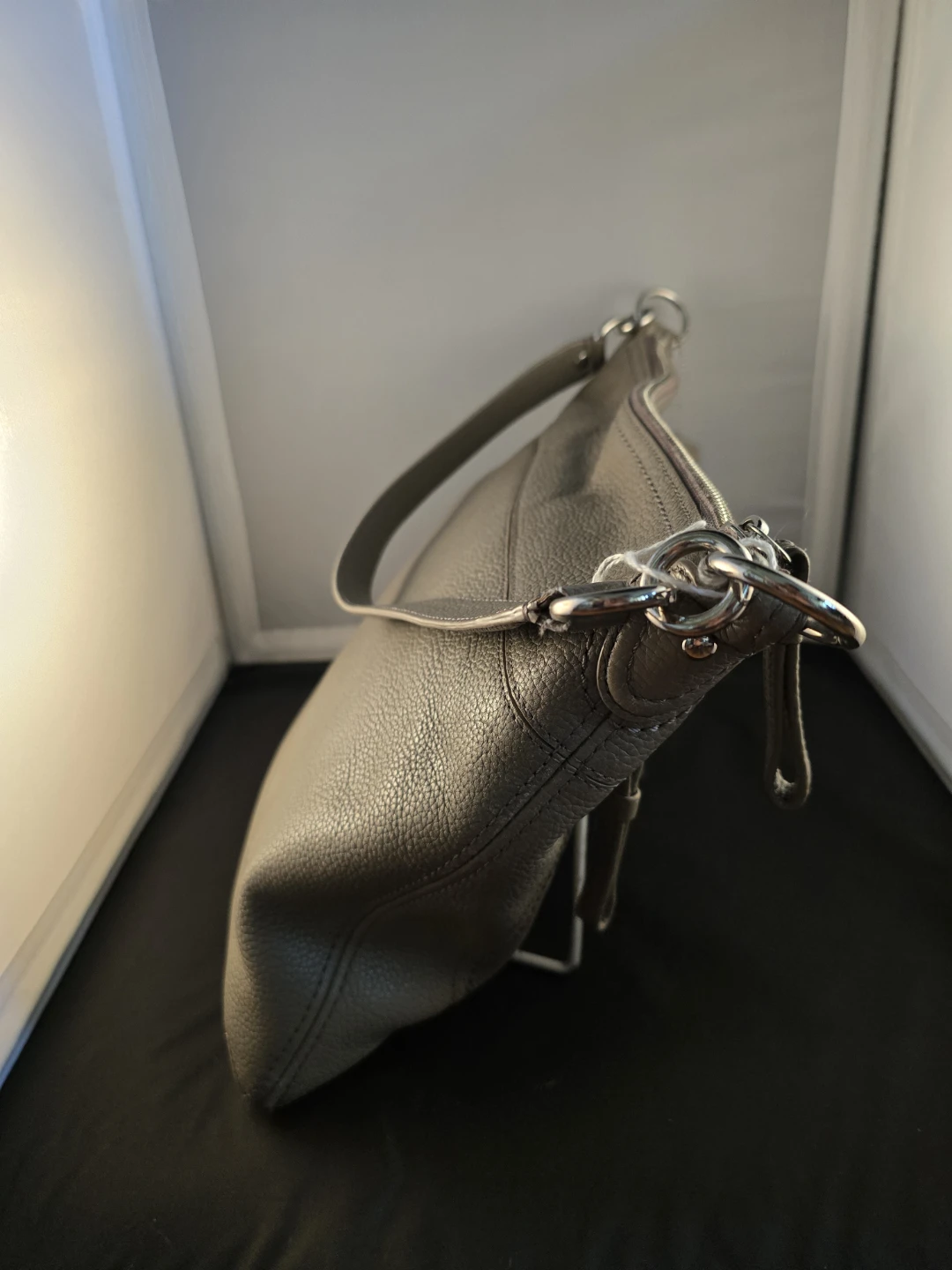 Coach Pebble Leather Hobo Bag Taupe - photo 3