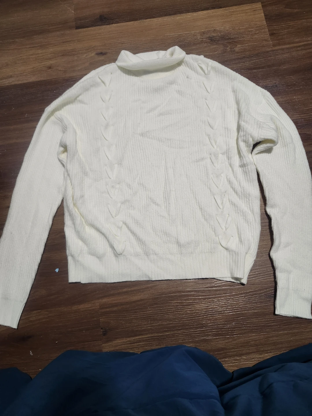 Cream Turtleneck Cable Knit Sweater